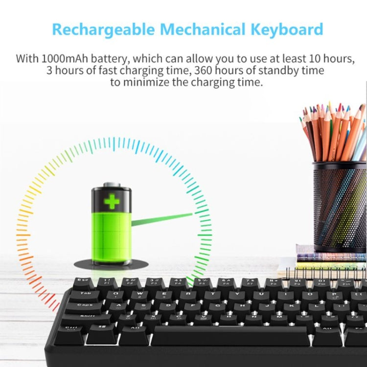 Frendorf | Ajazz K680T Mini USB Wired Dual-mode Charging 68-Tasten Laptop Bluetooth Mechanische Tastatur, Kabel Länge: 1,6m, Stil: Schwarzer Schaft(Schwarz)