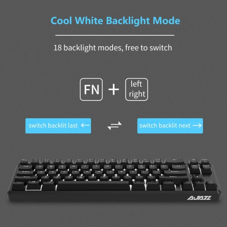 Frendorf | Ajazz K680T Mini USB Wired Dual-mode Charging 68-Tasten Laptop Bluetooth Mechanische Tastatur, Kabel Länge: 1,6m, Stil: Schwarzer Schaft(Schwarz)