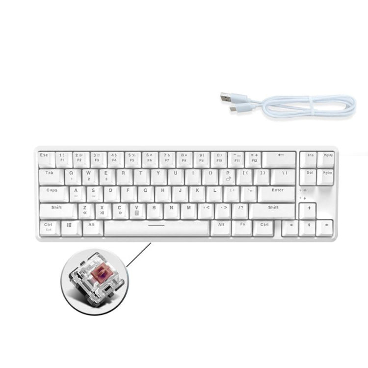 Frendorf | Ajazz K680T Mini USB Wired Dual-mode Charging 68-Tasten Laptop Bluetooth Mechanische Tastatur, Kabellänge: 1,6 m, Stil: Tea Shaft (Weiß)