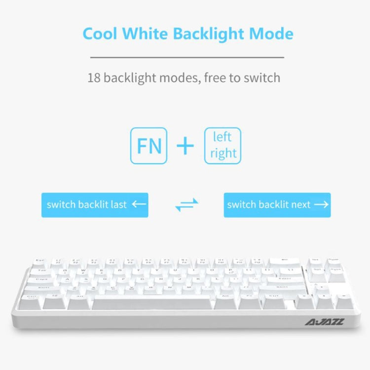 Frendorf | Ajazz K680T Mini USB Wired Dual-mode Charging 68-Tasten Laptop Bluetooth Mechanische Tastatur, Kabellänge: 1,6 m, Stil: Tea Shaft (Weiß)
