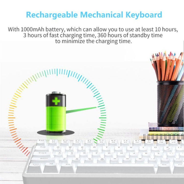 Frendorf | Ajazz K680T Mini USB Wired Dual-mode Charging 68-Tasten Laptop Bluetooth Mechanische Tastatur, Kabellänge: 1,6 m, Stil: Tea Shaft (Weiß)