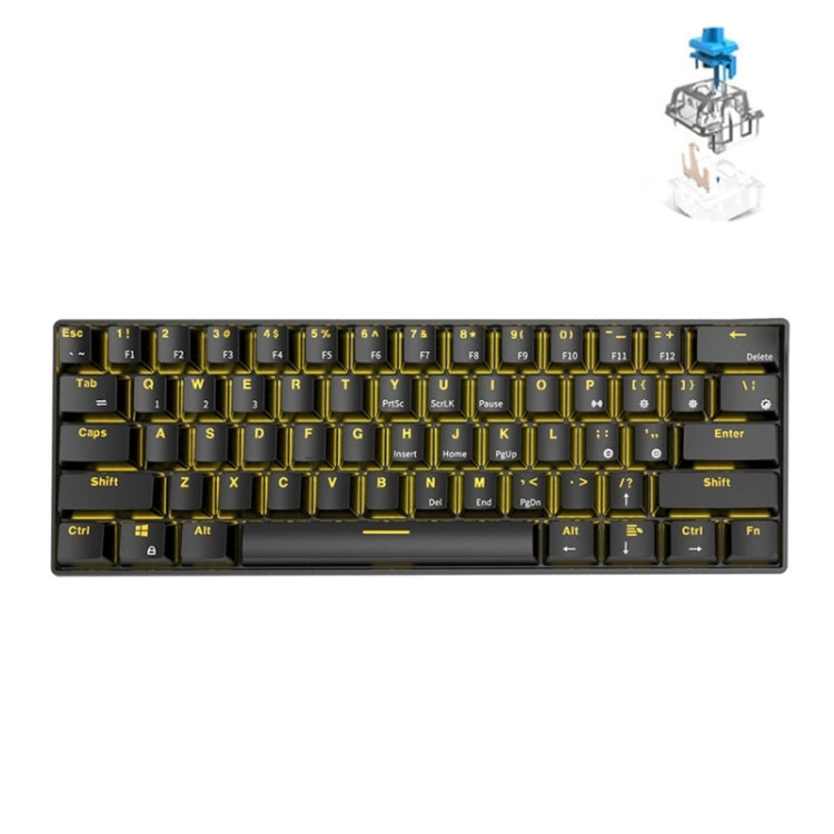 Frendorf | RK61 61 Tasten Bluetooth / 2.4G Wireless / USB Kabelgebunden Drei Modi Tablet Mobile Gaming Mechanische Tastatur, Kabellänge: 1,5 m, Stil: Grüner Schaft (Schwarz)