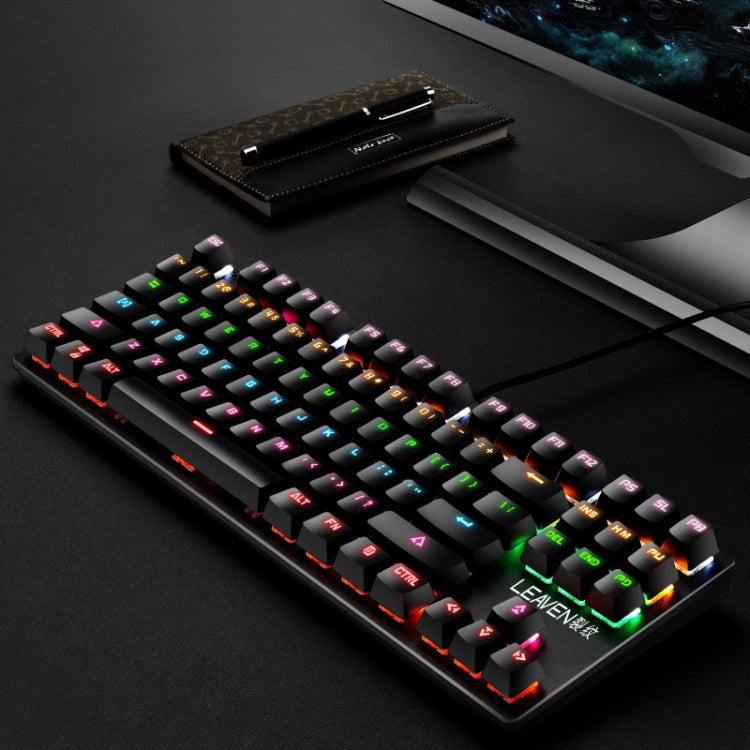 Frendorf | LEAVEN K550 87 Tasten Grüner Schaft Gaming Athletisches Büro Notebook Punk Mechanische Tastatur, Kabel Länge: 1,8m (Schwarz)