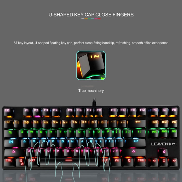 Frendorf | LEAVEN K550 87 Tasten Grüner Schaft Gaming Athletisches Büro Notebook Punk Mechanische Tastatur, Kabel Länge: 1,8m (Schwarz)