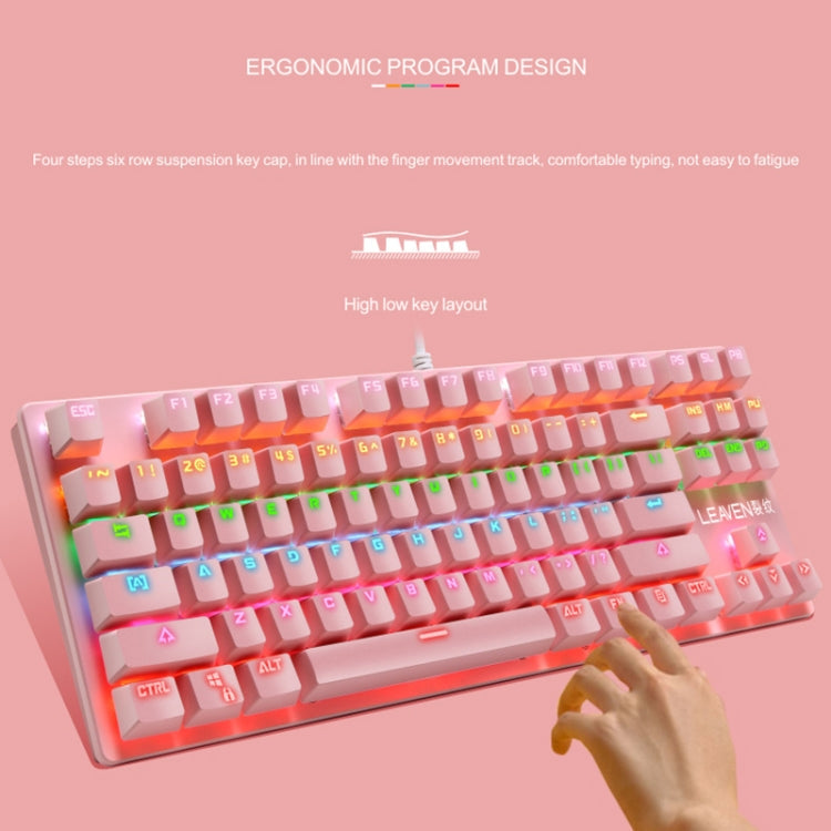 Frendorf | LEAVEN K550 87 Tasten Grüner Schaft Gaming Athletisches Büro Notebook Punk Mechanische Tastatur, Kabel Länge: 1,8m (Schwarz)
