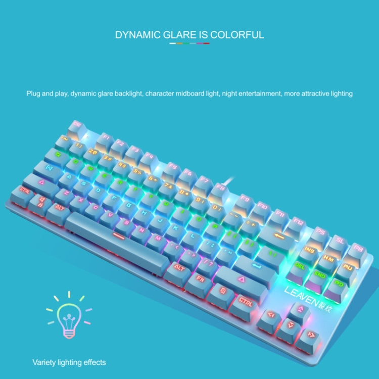Frendorf | LEAVEN K550 87 Tasten Grüner Schaft Gaming Athletisches Büro Notebook Punk Mechanische Tastatur, Kabel Länge: 1,8m (Schwarz)
