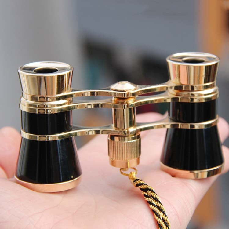 Frendorf | 3x25mm Klassisches Damen Drama Beobachtungsteleskop Tragende Ferngläser Mit Kette (Schwarz)