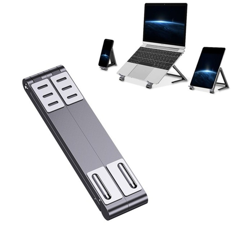 Frendorf | Metall Laptop Stand Computer Kühlung Faltbarer Mini Flacher Erhöhter Halter (Grau)