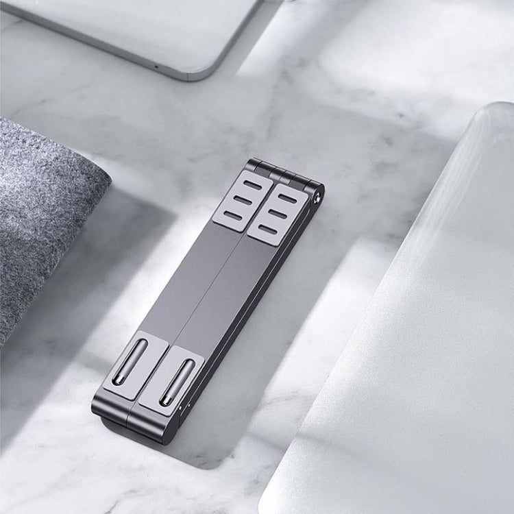 Frendorf | Metall Laptop Stand Computer Kühlung Faltbarer Mini Flacher Erhöhter Halter (Grau)