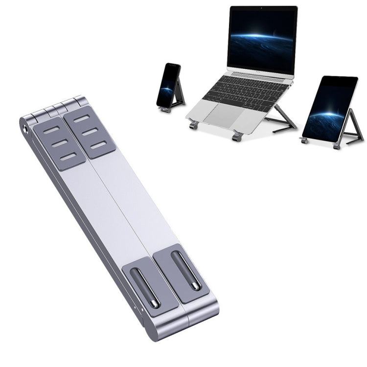 Frendorf | Metall Laptop Ständer Computer Kühlung Faltbare Mini Flach Erhöhte Halterung (Silber)