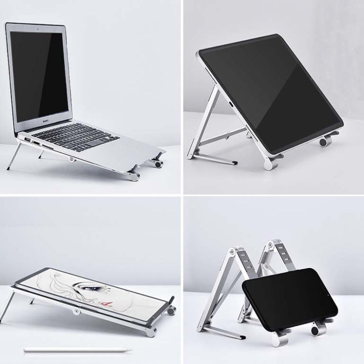 Frendorf | Metall Laptop Ständer Computer Kühlung Faltbare Mini Flach Erhöhte Halterung (Silber)