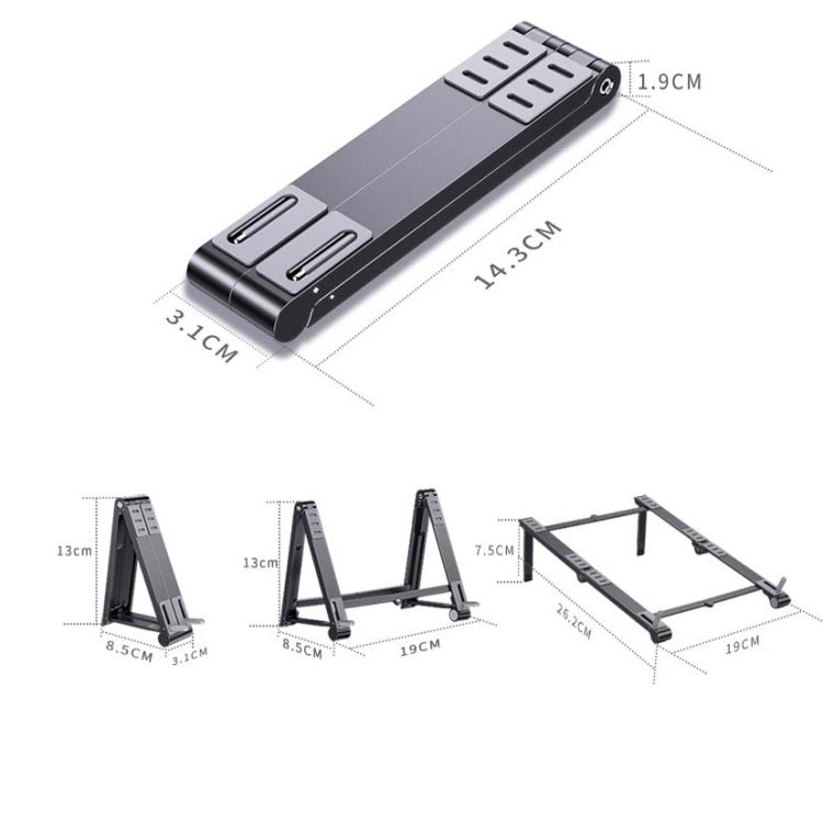 Frendorf | Metall Laptop Ständer Computer Kühlung Faltbare Mini Flach Erhöhte Halterung (Silber)
