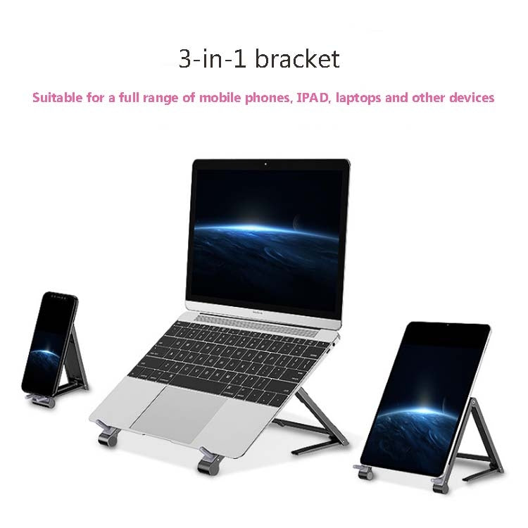 Frendorf | Metall Laptop Ständer Computer Kühlung Faltbare Mini Flach Erhöhte Halterung (Silber)