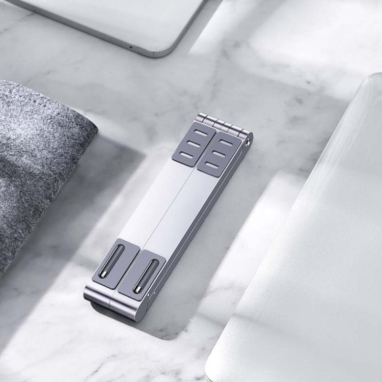 Frendorf | Metall Laptop Ständer Computer Kühlung Faltbare Mini Flach Erhöhte Halterung (Silber)