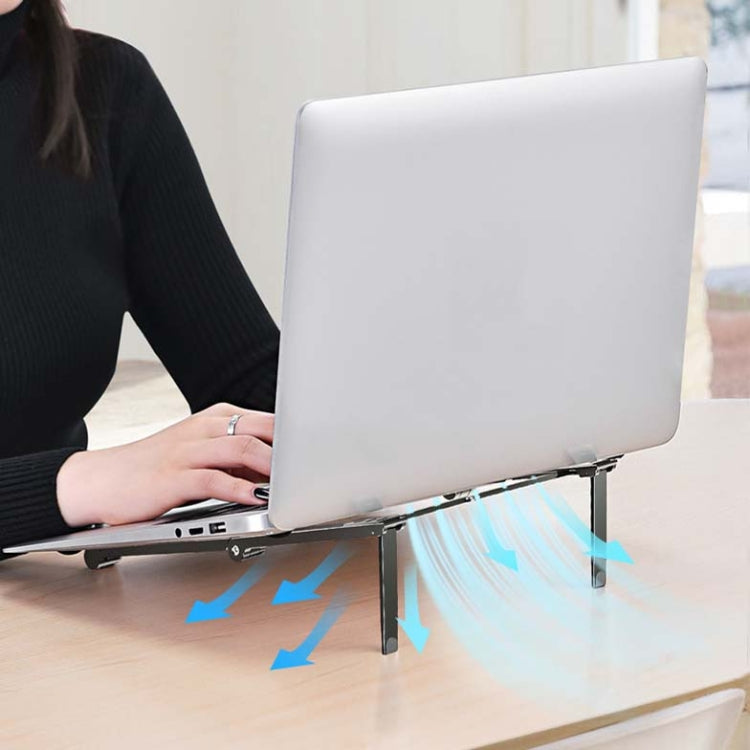 Frendorf | Metall Laptop Ständer Computer Kühlung Faltbare Mini Flach Erhöhte Halterung (Silber)