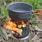Frendorf | Outdoor Wandern Camping Holzofen-Set mit Besteck (Grüner Griff)