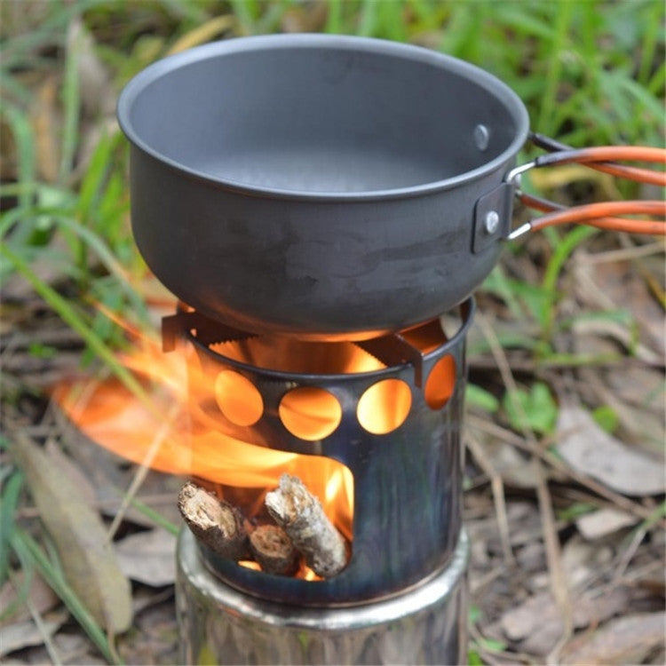Frendorf | Outdoor Wandern Camping Holzofen-Set mit Besteck (Grüner Griff)