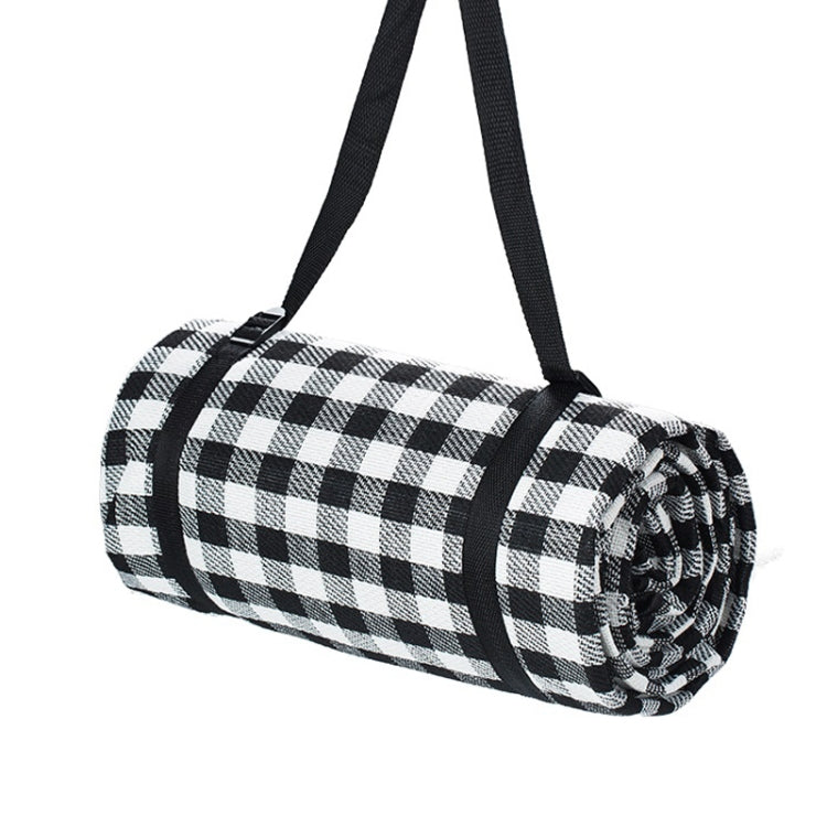 Frendorf | FP1409 6mm Verstärkter Feuchtigkeitsschutz Strandmatte Outdoor Camping Zeltmatte Ohne Aufbewahrungstasche, Größe:200x200cm(Schwarz Weiß Gitter)
