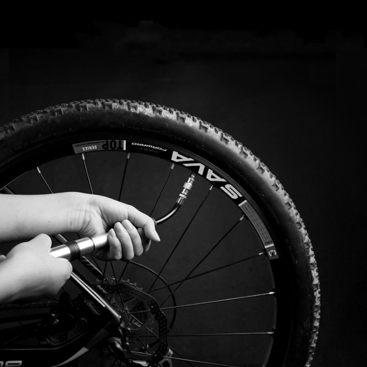 Frendorf | WILD MAN Hochdruck-Mountain-Road-Bike tragbare Fahrradpumpe Us und französische Mund universelle Mini-Basketballpumpe (Helles Silber)