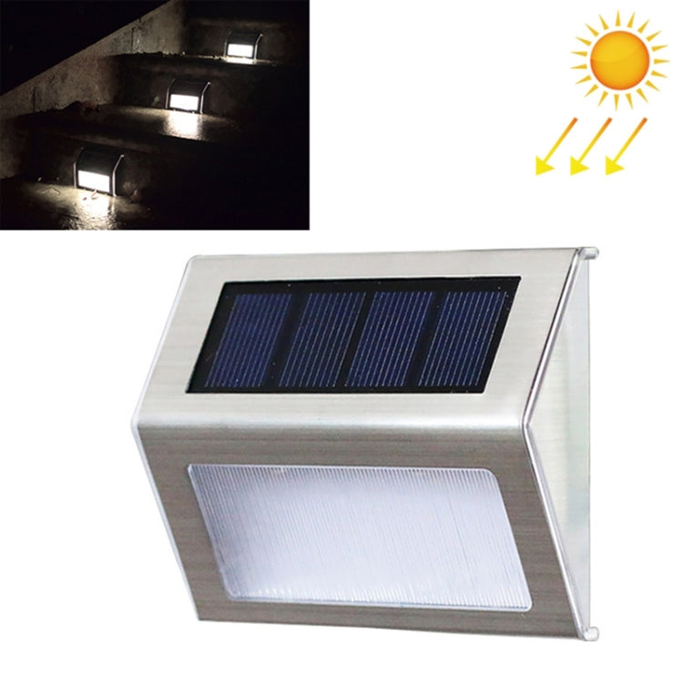 2PCS Solar Edelstahl 3 LED Treppen Wandlampe Außen Gartenzaun Licht (Weißes Licht)