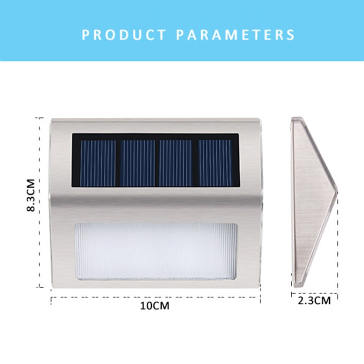 2PCS Solar Edelstahl 3 LED Treppen Wandlampe Außen Gartenzaun Licht (Weißes Licht)