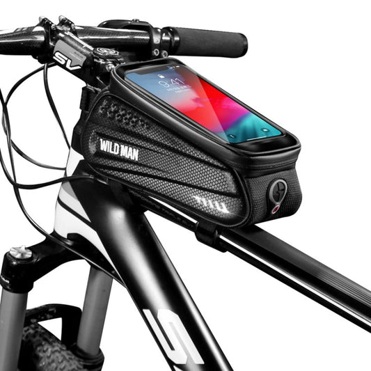 Frendorf | WILD MAN ES3 Hartschalen-Fahrradtasche Frontträger Tasche Mountainbike Mobiltelefon Touchscreen Oberrohr Tasche Reitausrüstung, Farbe: Schwarz(1L)