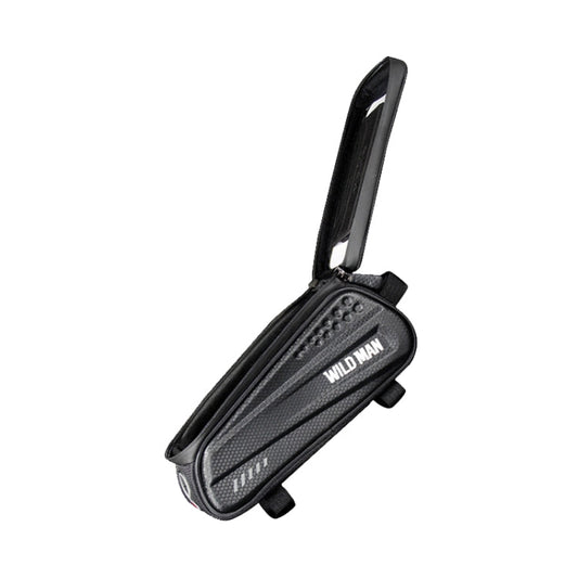 Frendorf | WILD MAN ES3 Hartschalen-Fahrradtasche Frontträger Tasche Mountainbike Mobiltelefon Touchscreen Oberrohr Tasche Reitausrüstung, Farbe: Schwarz(1L)