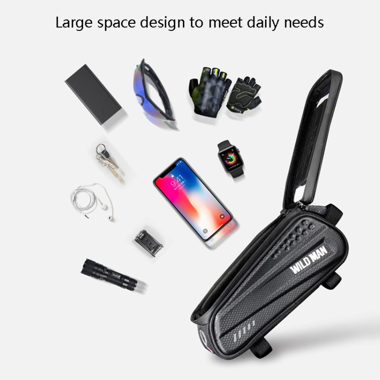 Frendorf | WILD MAN ES3 Hartschalen-Fahrradtasche Frontträger Tasche Mountainbike Mobiltelefon Touchscreen Oberrohr Tasche Reitausrüstung, Farbe: Schwarz(1L)
