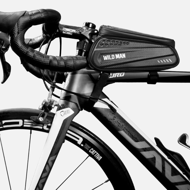 Frendorf | WILD MAN ES3 Hartschalen-Fahrradtasche Frontträger Tasche Mountainbike Mobiltelefon Touchscreen Oberrohr Tasche Reitausrüstung, Farbe: Schwarz(1L)