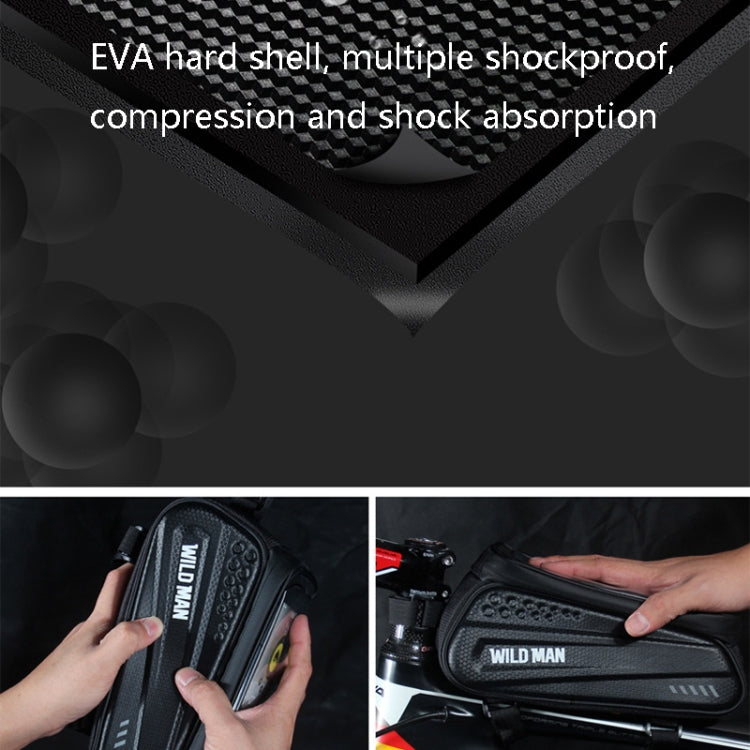 Frendorf | WILD MAN ES3 Hartschalen-Fahrradtasche Frontträger Tasche Mountainbike Mobiltelefon Touchscreen Oberrohr Tasche Reitausrüstung, Farbe: Schwarz(1L)