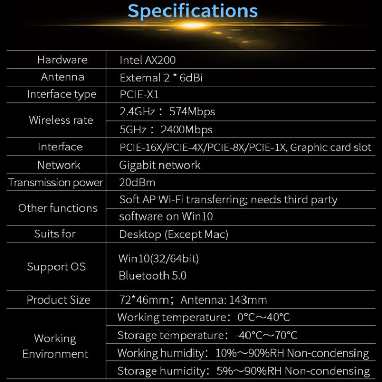 Frendorf | COMFAST Gaming Spiel 3000Mbps Gigabit Dual-Frequenz Wireless Desktop Computer PCIE Wireless Netzwerk Karte, Abdeckung: AX200 PRO