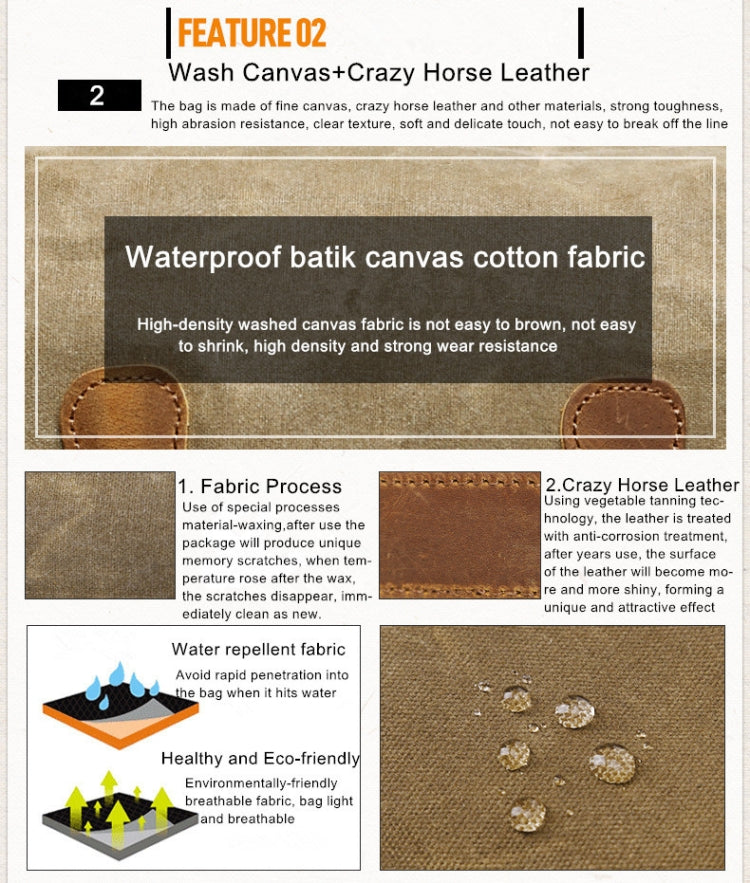 Frendorf | Batik Canvas Wasserfeste Fototasche Outdoor Abriebfest Große Kamera Foto Rucksack Herren für Nikon / Canon / Sony / Fujifilm (Khaki)