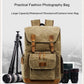 Frendorf | Batik Canvas Wasserfeste Fototasche Outdoor Abriebfest Große Kamera Foto Rucksack Herren für Nikon / Canon / Sony / Fujifilm (Khaki)