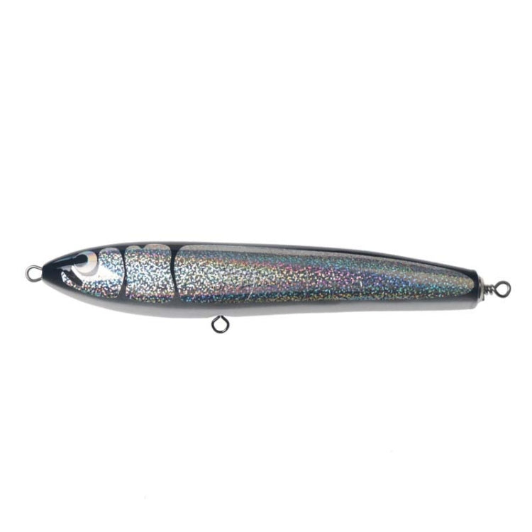 Frendorf | 120g 22cm Schwimmendes Wasser Holz Handgefertigter Großer Bleistift Tiefe See Boot Fischen Welle Liegender Thunfisch Köder (Silber Schwarz Laser)