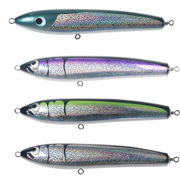 Frendorf | 120g 22cm Schwimmendes Wasser Holz Handgefertigter Großer Bleistift Tiefe See Boot Fischen Welle Liegender Thunfisch Köder (Silber Schwarz Laser)