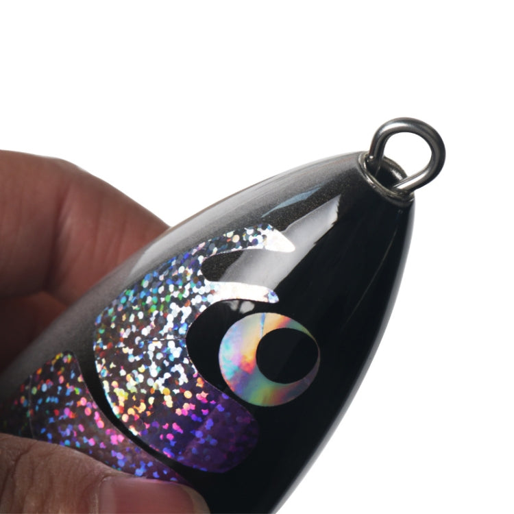 Frendorf | 120g 22cm Schwimmendes Wasser Holz Handgefertigter Großer Bleistift Tiefe See Boot Fischen Welle Liegender Thunfisch Köder (Silber Schwarz Laser)