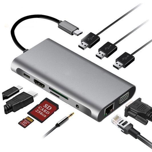 Frendorf | 10 in 1 Type-C Multi-Function Docking Station PD Schnelllade HUB