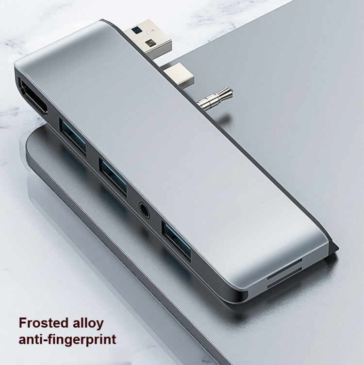 Frendorf | T0409 Multifunktionaler USB 3.0 HUB Dockingstation Netzwerk Kabel Schnittstellen Converter Für Microsoft Surface Pro 7 (mit Netzwerkanschluss)