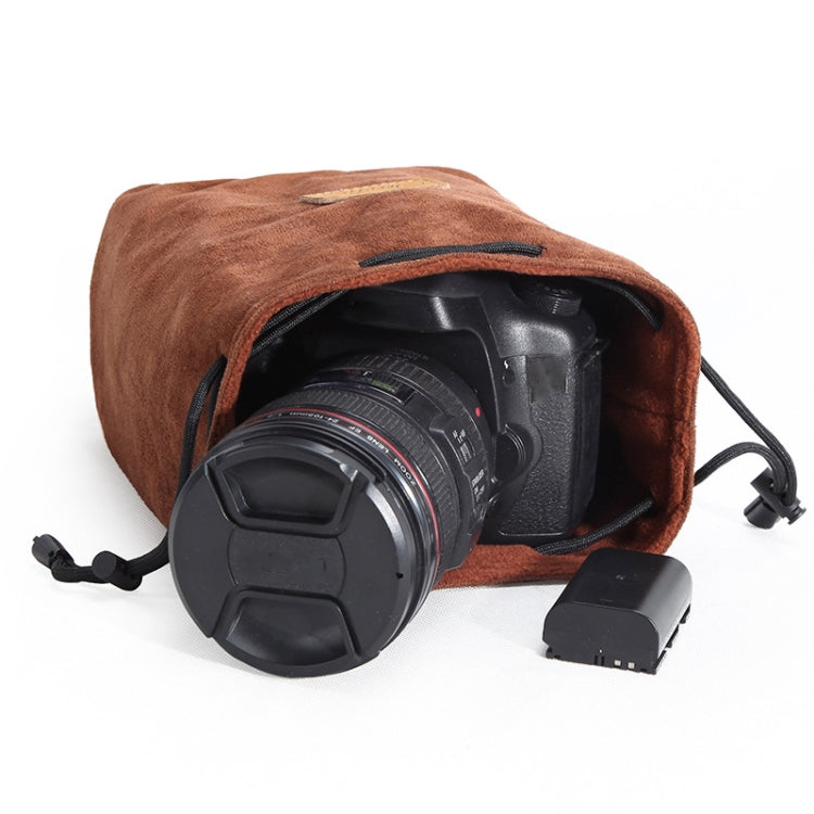 Frendorf | S.C.COTTON Liner Shockproof Digitale Schutz Tragbare SLR Objektiv Tasche Mikro Einzelne Kamera Tasche Rund Braun L