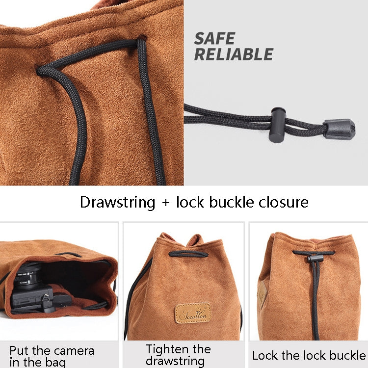 Frendorf | S.C.COTTON Liner Shockproof Digitale Schutz Tragbare SLR Objektiv Tasche Mikro Einzelne Kamera Tasche Rund Braun L