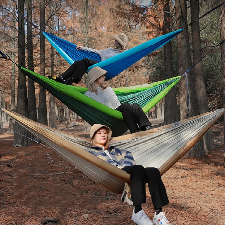 Frendorf | Outdoor Doppel-Inferiervliegende Hängematte Anti-Rollover Camping-Schaukel, Größe: 270x140cm (Dunkelgrün)