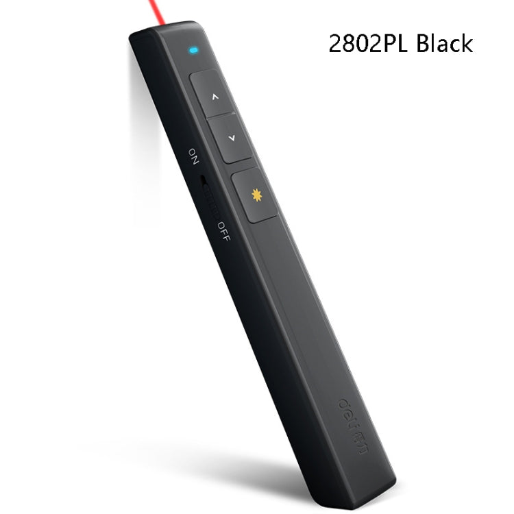 Frendorf | Deli 2.4GHz Laser Seitenumblätterstift Wiederaufladbarer Sprachprojektor-Stift, Modell: 2802PL (Schwarz)