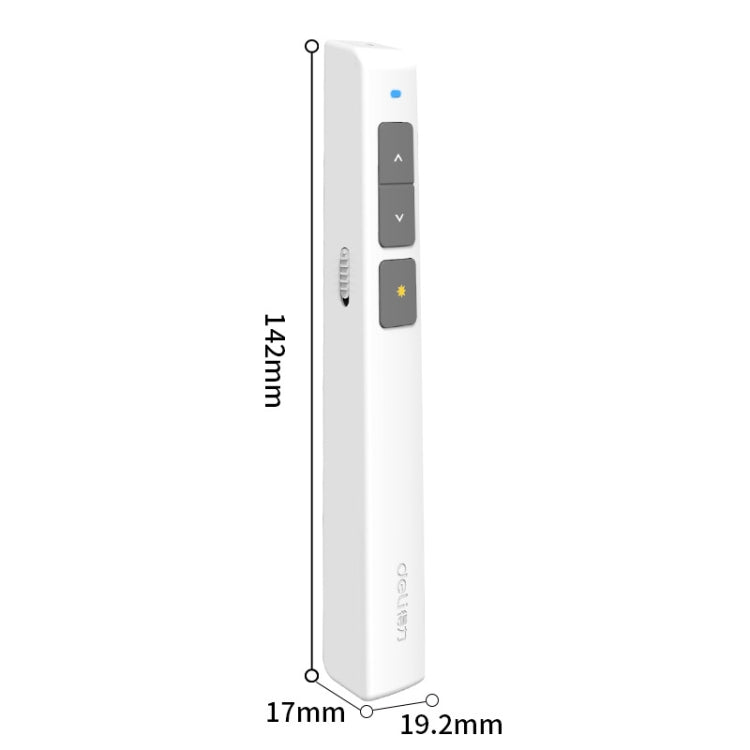 Frendorf | Deli 2,4GHz Laser Seitenumblätterstift Wiederaufladbarer Sprachprojektorstift, Modell: 2802L (Weiß)