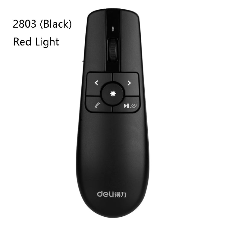 Frendorf | Deli 2.4GHz Laser Teaching Page Flip Pen Fernbedienung Spielbereich mit fliegender Maus, Modell: 2803 (Schwarz) rotes Licht
