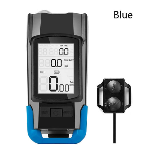 Frendorf | 3 In 1 Wireless Fahrrad Code Meter Lampe Starker Licht Frontlicht, Farbe: Blau