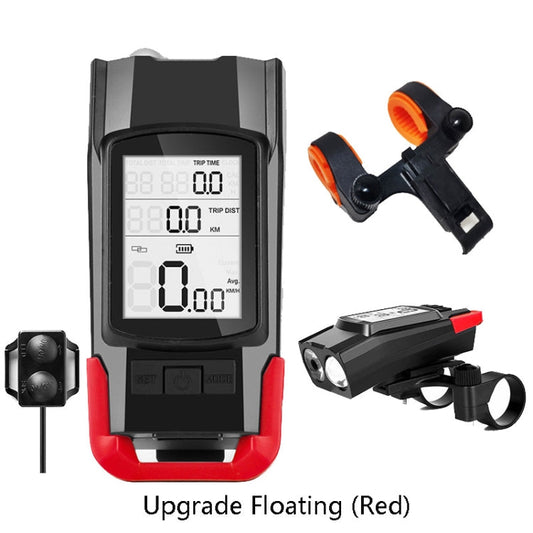 Frendorf | 3 In 1 Wireless Fahrrad Code Meter Lampe Starke Licht Frontlicht, Farbe: Upgrade Floating (Rot)