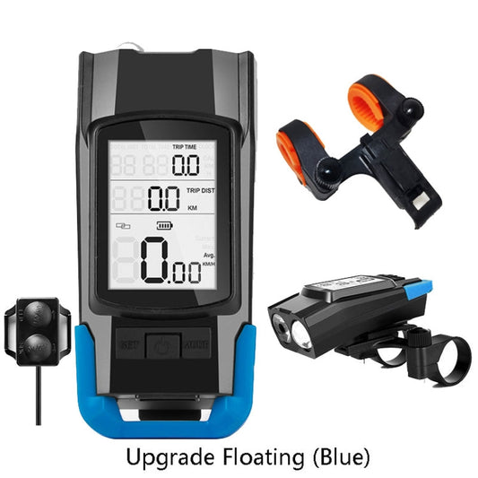Frendorf | 3 In 1 Wireless Fahrrad Code Meter Lampe Starke Licht Scheinwerfer, Farbe: Upgrade Floating (Blau)