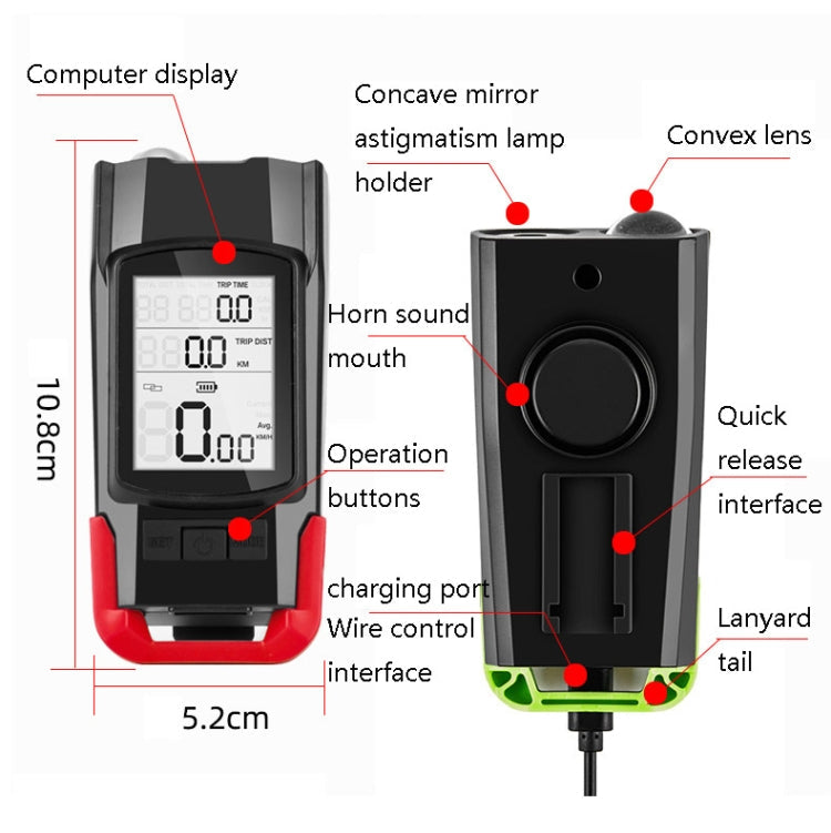 Frendorf | 3 In 1 Wireless Fahrrad Code Meter Lampe Starke Licht Frontlicht, Farbe: Schwarz Upgrade Schwimmend + Rücklicht