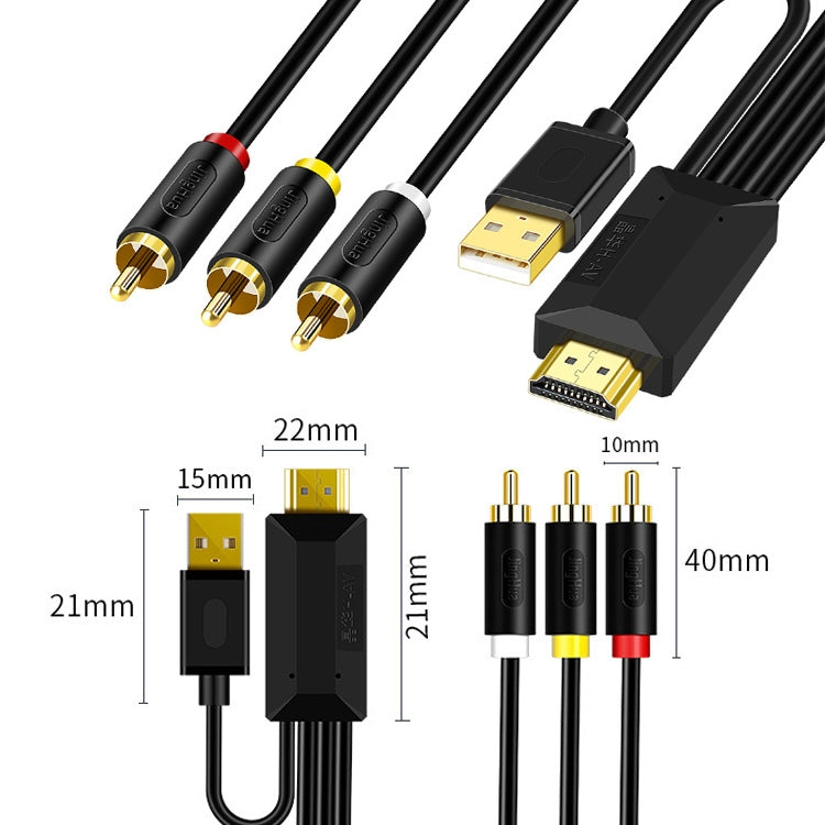 Frendorf | 2m JingHua HDMI-3RCA HDMI zu 3RCA Konverterkabel Set-Top TV Projektor AV Lotus Konverterkabel