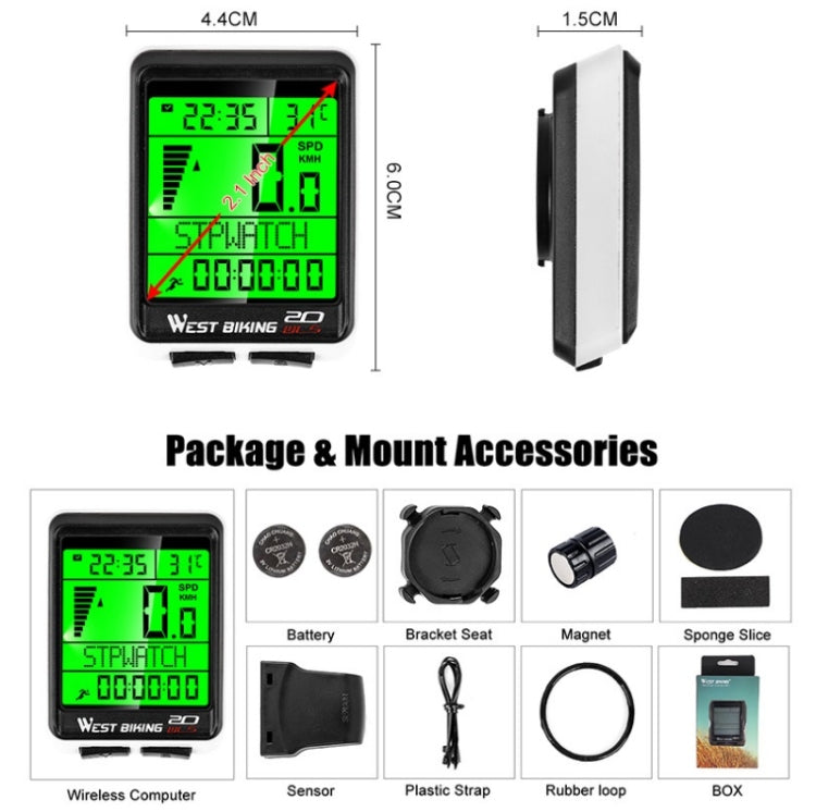 Frendorf | WEST BIKING Mountainbike Kabelloser Code-Meter Großbild Multifunktions-Wasserdichter Geschwindigkeitsmesser